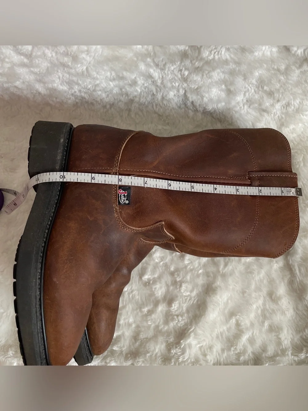 Justin Conductor Brown Soft Toe Suede Leather Pull On Work 10” Boots Size 6 B